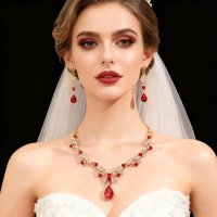 SET719 - Luxury Red Wedding Jewelry Set